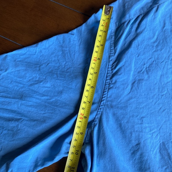 CRAZY HORSE Blue 100% Silk Short-Sleeve Button-Down Shirt Size XL - Picture 8 of 10